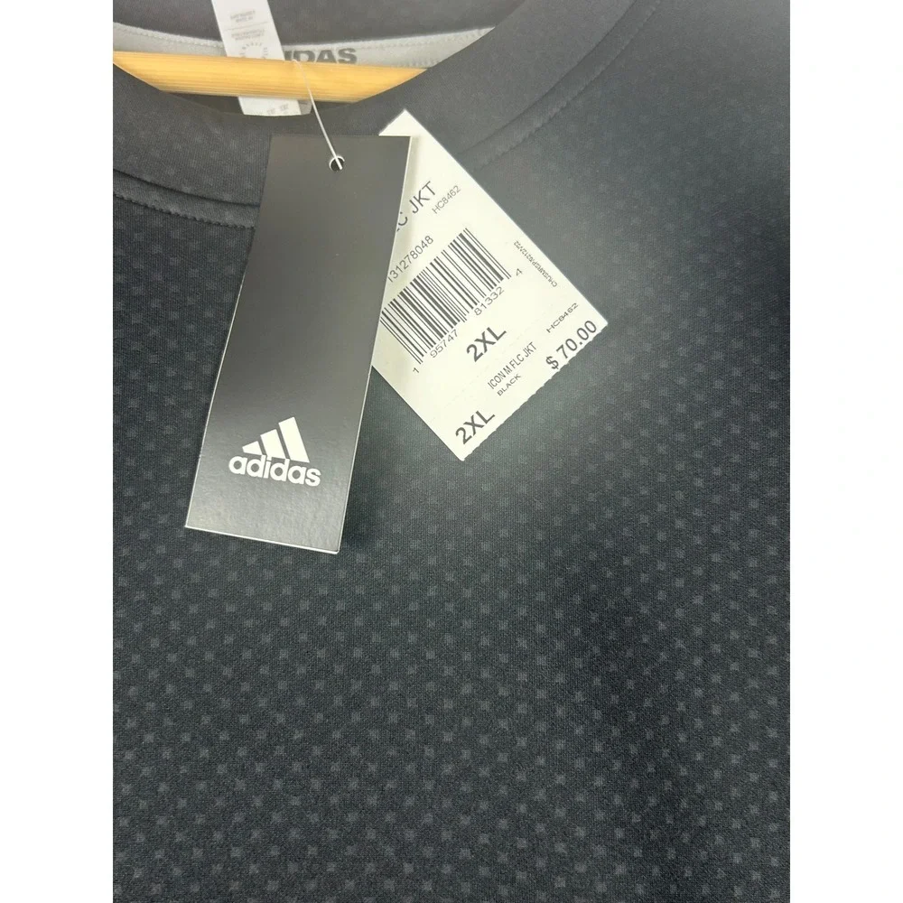 NWT Adidas Icon Mens Fleece Crewneck Sweatshirt 2XL Black HC8462 Athleisure